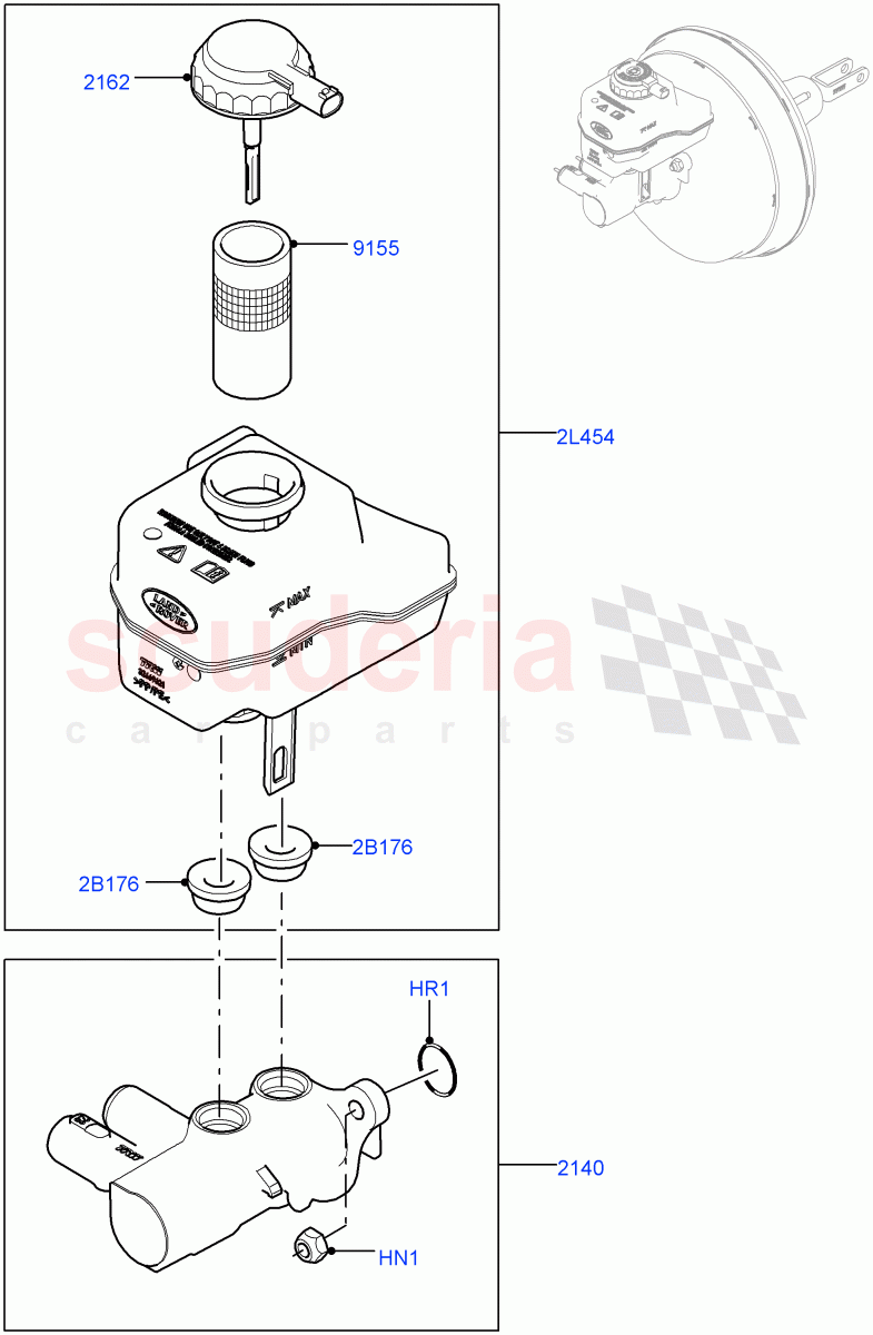 Master Cylinder - Brake System (Nitra Plant Build) ((V) FROMK2000001) of Land Rover Land Rover Discovery 5 (2017+) [3.0 I6 Turbo Diesel AJ20D6]