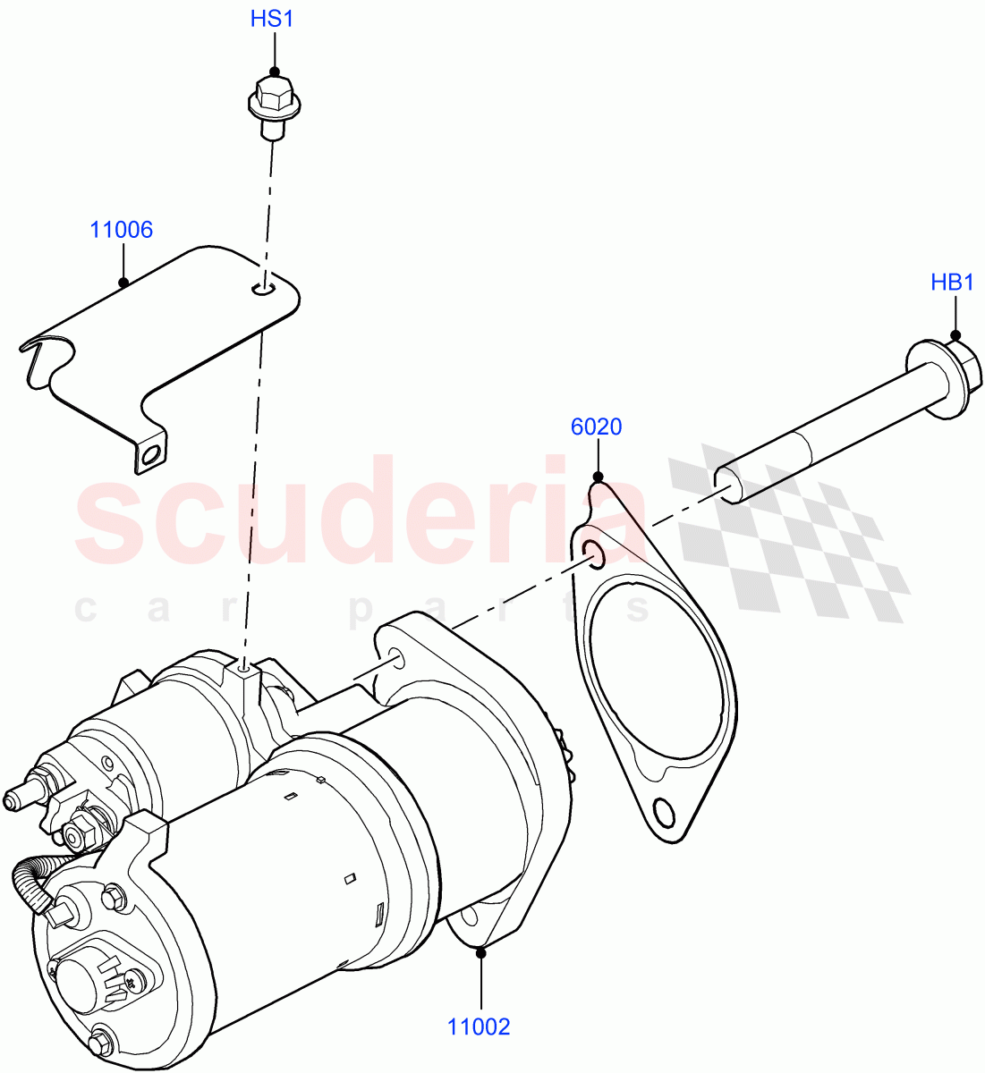 Starter Motor(Nitra Plant Build)(3.0L AJ20P6 Petrol High)((V)FROML2000001) of Land Rover Land Rover Discovery 5 (2017+) [3.0 I6 Turbo Petrol AJ20P6]