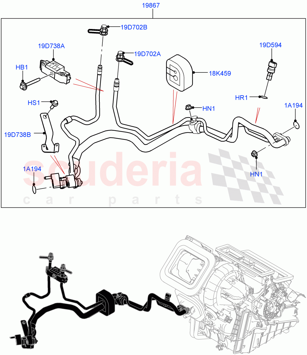 Air Conditioning System(Halewood (UK),Air Con Refrigerant-HF01234YF)((V)TOLH999999) of Land Rover Land Rover Range Rover Evoque (2019+) [2.0 Turbo Diesel AJ21D4]