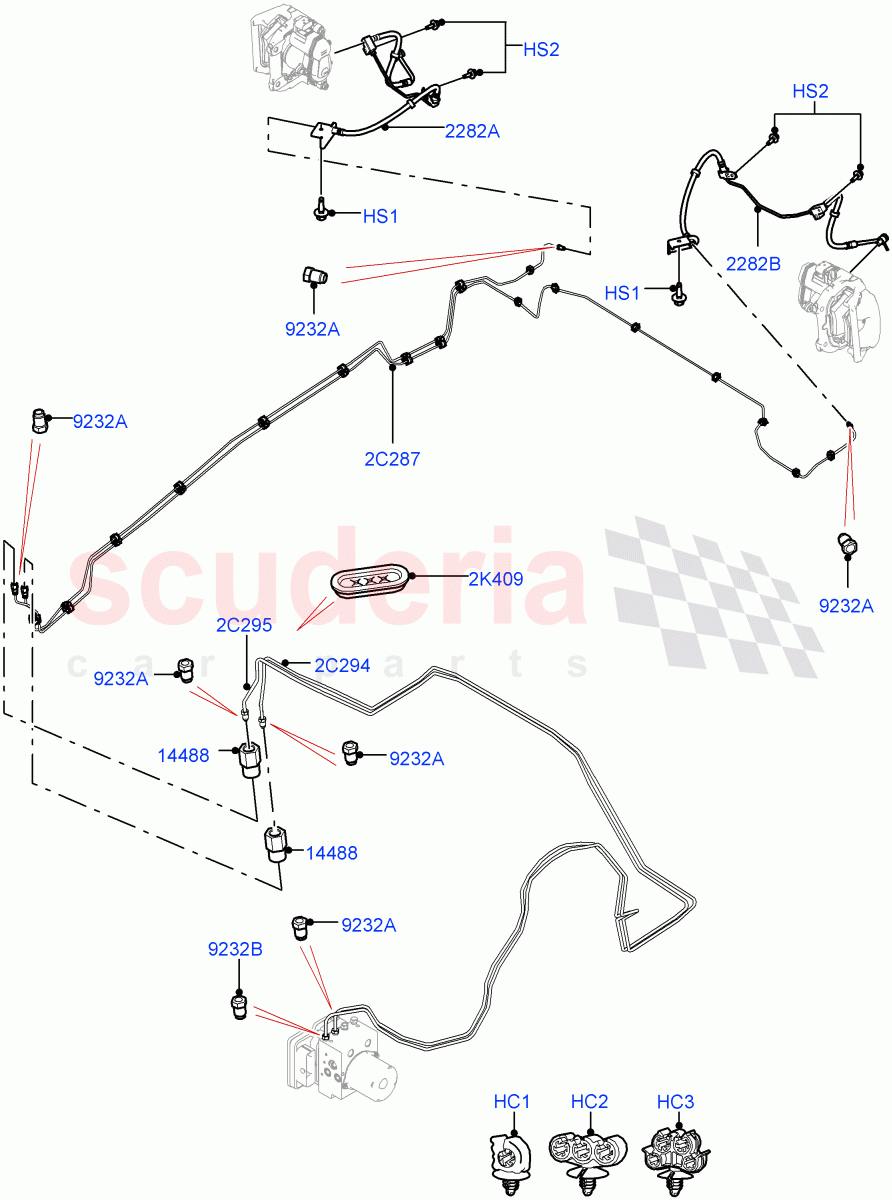 Rear Brake Pipes (Nitra Plant Build) (LHD) ((V) FROMK2000001, (V) TOL2999999) of Land Rover Land Rover Discovery 5 (2017+) [3.0 I6 Turbo Diesel AJ20D6]