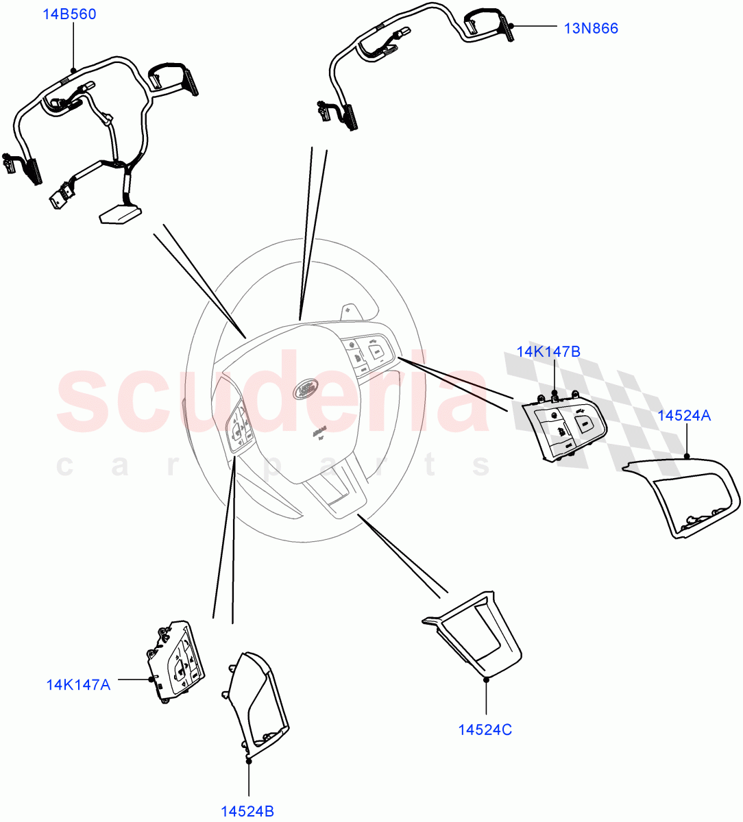 Switches(Steering Wheel)(Changsu (China))((V)FROMFG000001,(V)TOMG140568) of Land Rover Land Rover Discovery Sport (2015+) [2.0 Turbo Diesel AJ21D4]