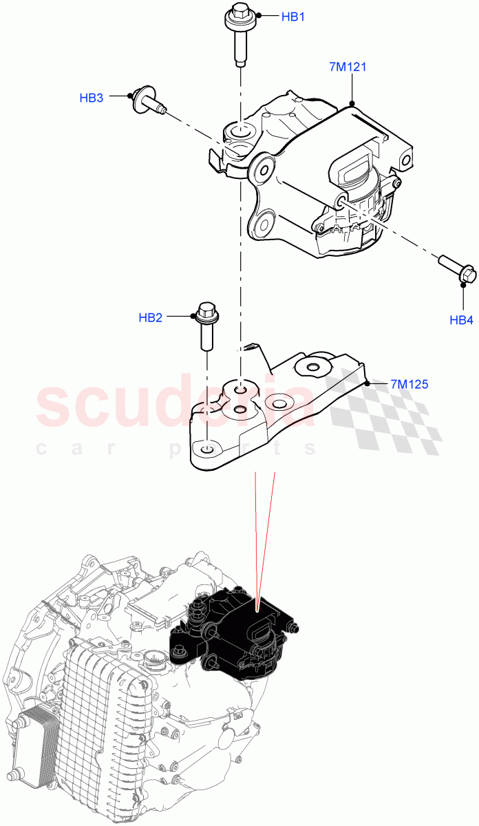 Transmission Mounting (2.0L AJ20P4 Petrol E100 PTA, 9 Speed Auto Trans 9HP50, Changsu (China), 2.0L AJ20P4 Petrol High PTA, 2.0L AJ20P4 Petrol Mid PTA) of Land Rover Land Rover Range Rover Evoque (2019+) [1.5 I3 Turbo Petrol AJ20P3]