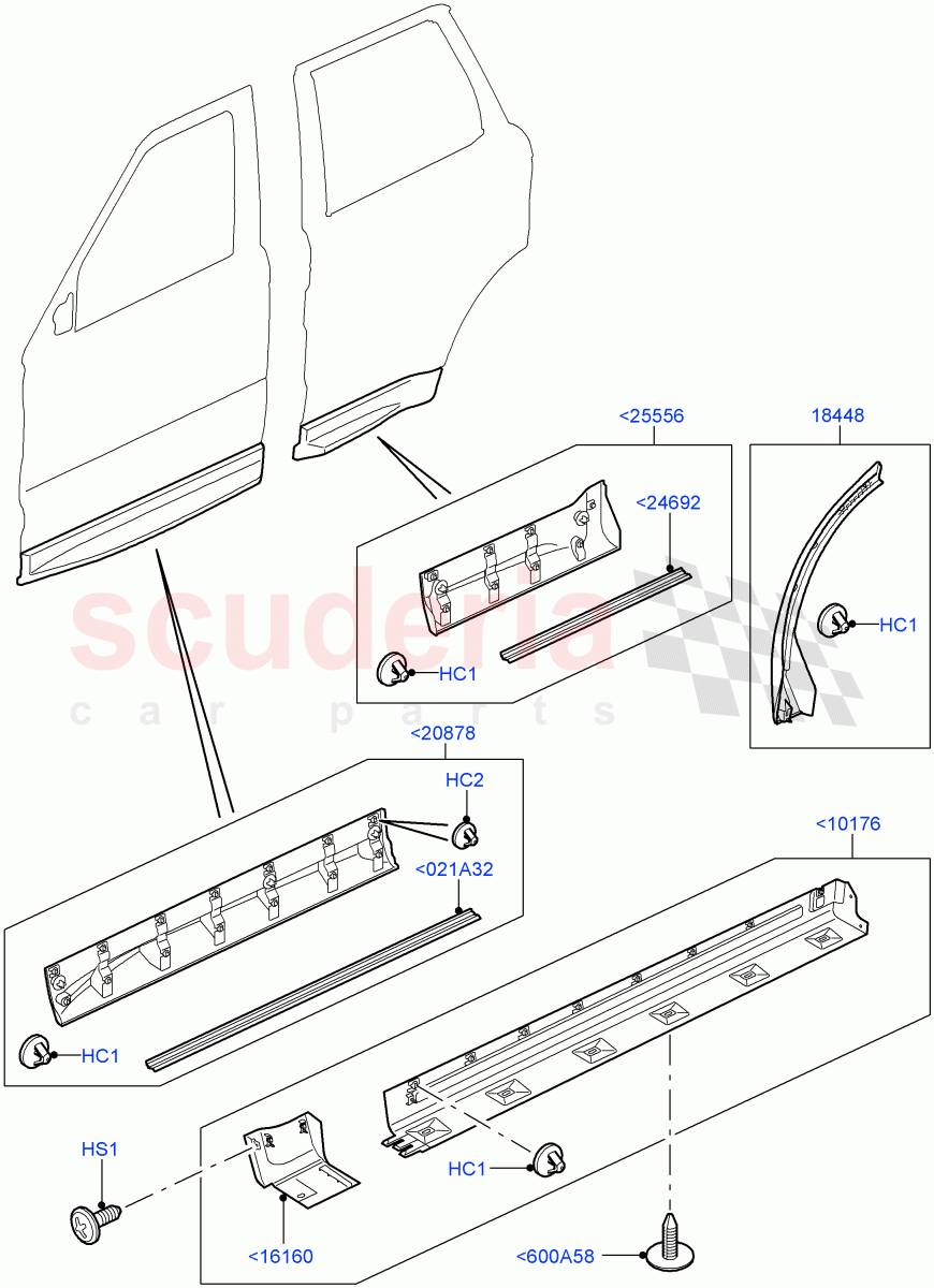 Body Mouldings ((V) TO9A999999) of Land Rover Land Rover Range Rover Sport (2005-2009) [4.2 Petrol V8 Supercharged]