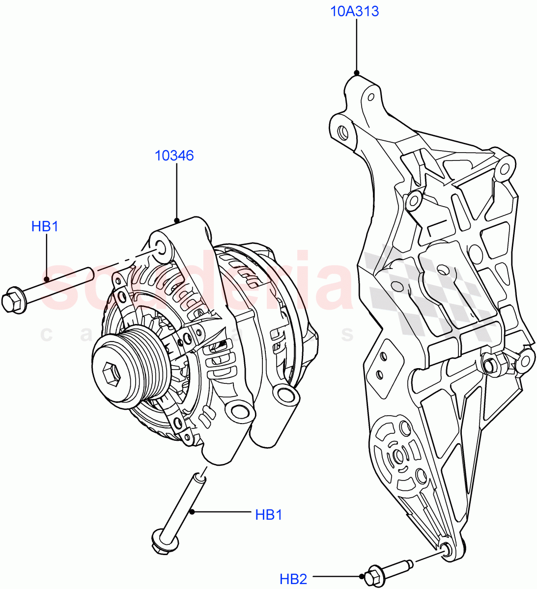 Alternator And Mountings (Lion Diesel 2.7 V6 (140KW), 3.0 V6 Diesel) ((V) FROMAA000001) of Land Rover Land Rover Discovery 4 (2010-2016) [3.0 Diesel 24V DOHC TC]