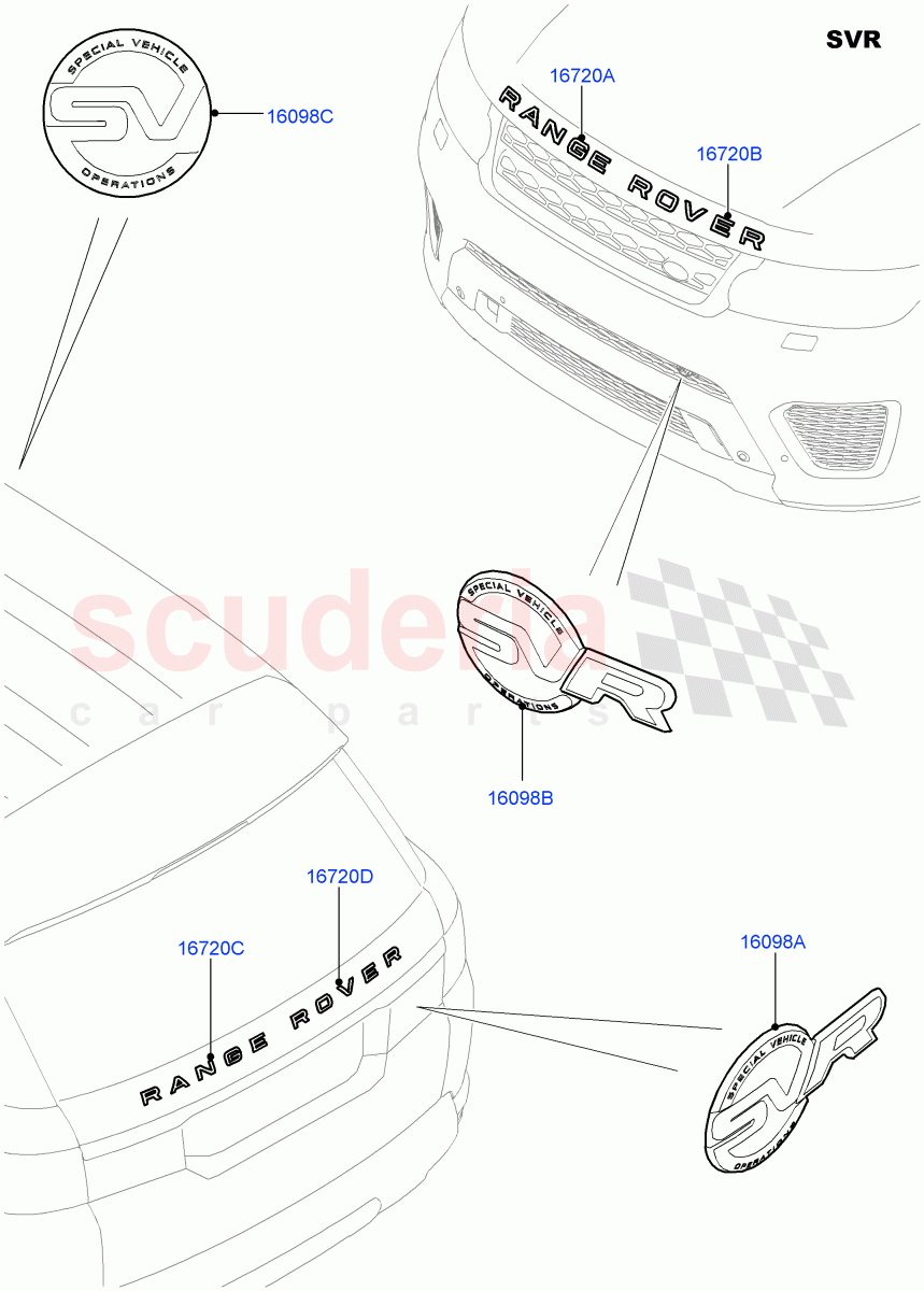 Name Plates(SVR Version,SVR)((V)FROMFA000001) of Land Rover Land Rover Range Rover Sport (2014+) [3.0 I6 Turbo Diesel AJ20D6]