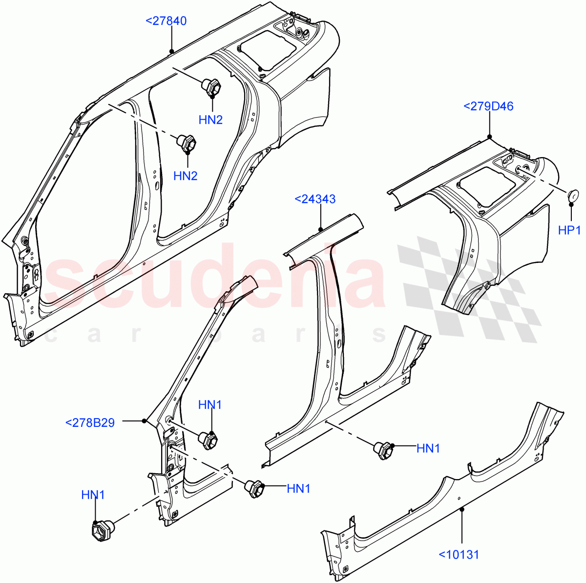 Side Panels - Outer (Itatiaia (Brazil)) of Land Rover Land Rover Range Rover Evoque (2019+) [2.0 Turbo Diesel AJ21D4]
