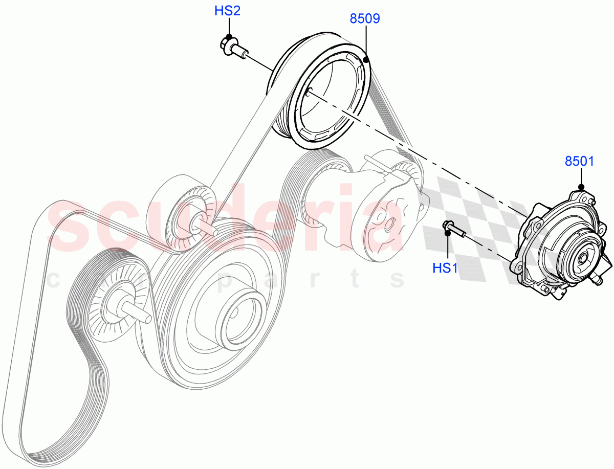 Water Pump (2.0L AJ21D4 Diesel Mid, Halewood (UK), Less Electric Engine Battery) ((V) FROMMH000001) of Land Rover Land Rover Discovery Sport (2015+) [2.0 Turbo Diesel AJ21D4]