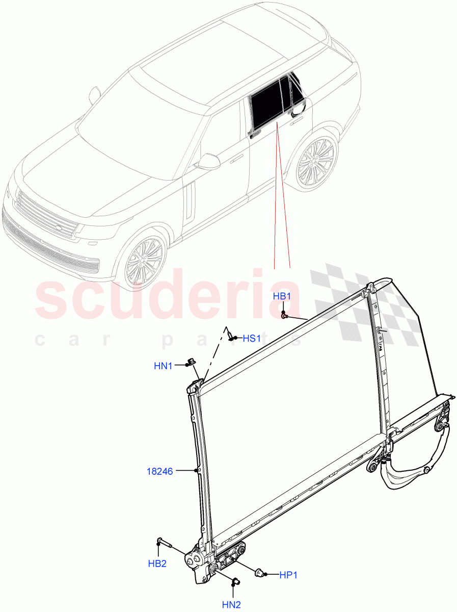 Rear Door Glass And Window Controls (Electric Rear Side Window Blinds) of Land Rover Land Rover Range Rover (2022+) [3.0 I6 Turbo Petrol AJ20P6]