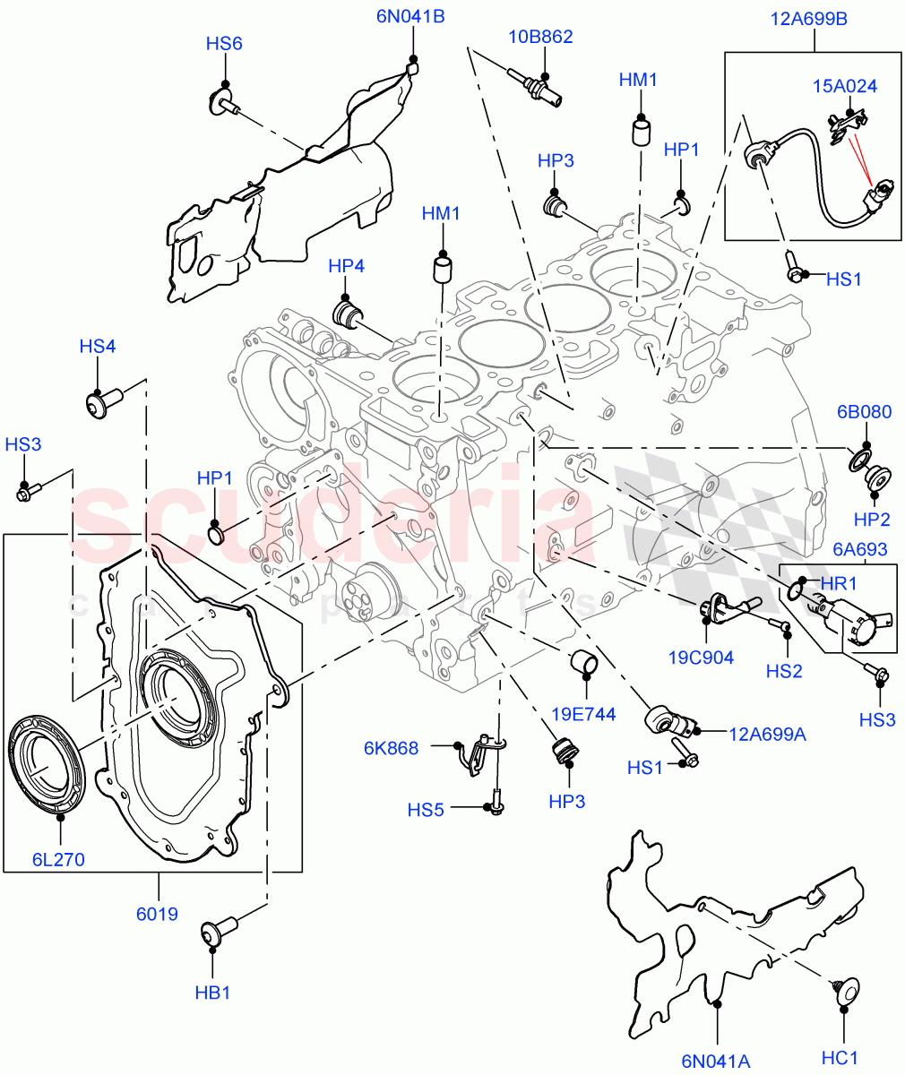 Cylinder Block And Plugs(2.0L AJ200P Hi PHEV)((V)FROMJA000001) of Land Rover Land Rover Range Rover Sport (2014+) [2.0 Turbo Petrol AJ200P]