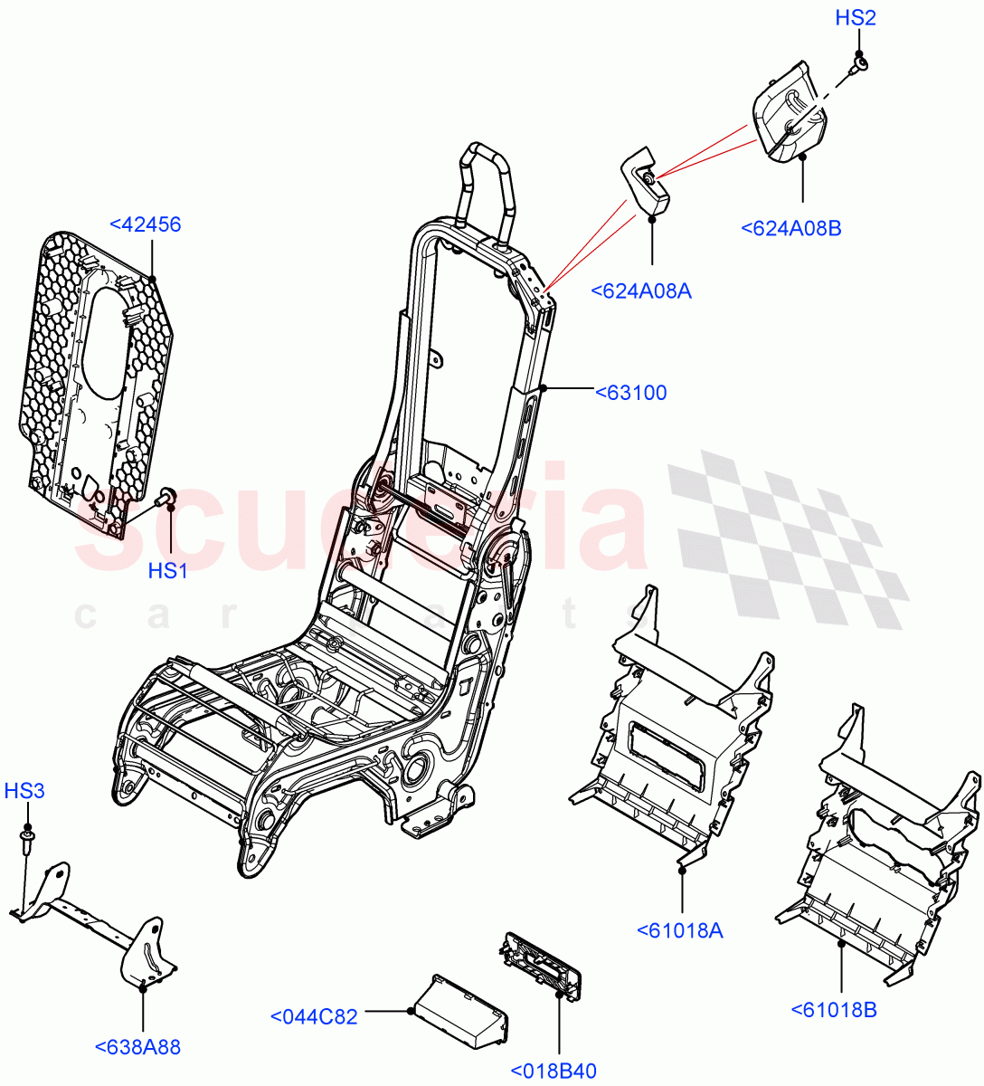 Front Seat Frame(Centre Seat)(Short Wheelbase,Console - Centre Seat,Standard Wheelbase) of Land Rover Land Rover Defender (2020+) [3.0 I6 Turbo Petrol AJ20P6]