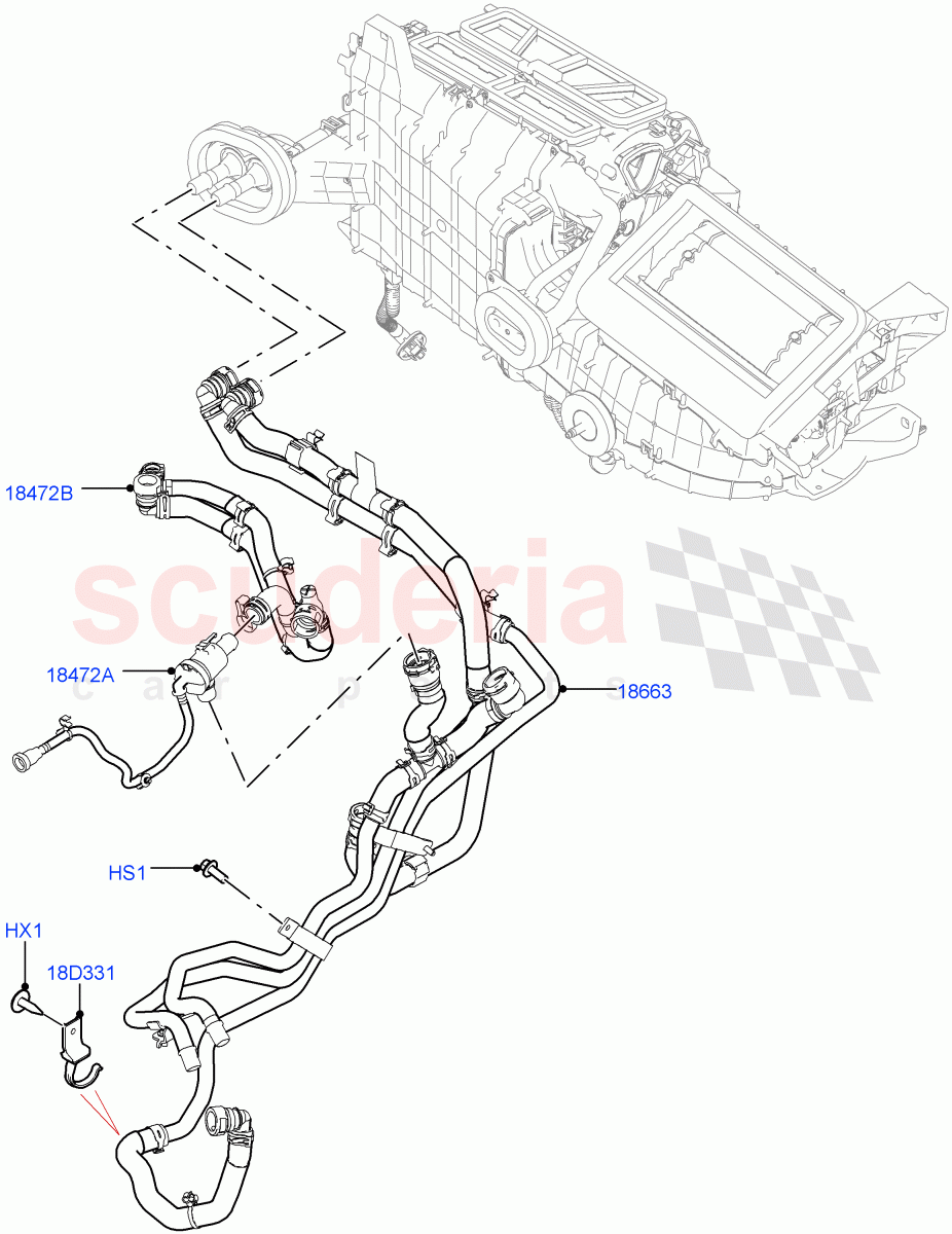 Heater Hoses (2.0L I4 High DOHC AJ200 Petrol, Fuel Heater W/Pk Heat With Remote, 2.0L I4 Mid DOHC AJ200 Petrol) of Land Rover Land Rover Range Rover Velar (2017+) [3.0 DOHC GDI SC V6 Petrol]
