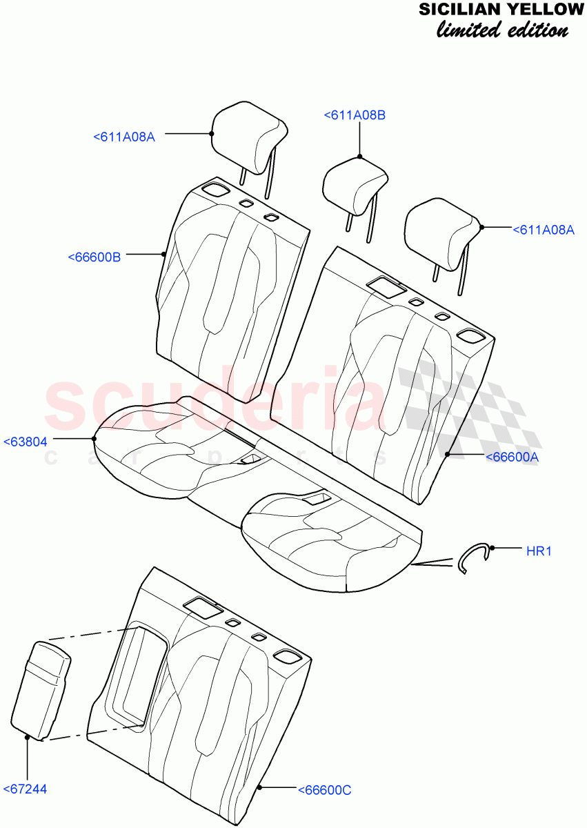 Rear Seat Covers (Sicilian Yellow Limited Edition, Halewood (UK)) ((V) FROMDH000001) of Land Rover Land Rover Range Rover Evoque (2012-2018) [2.0 Turbo Petrol GTDI]