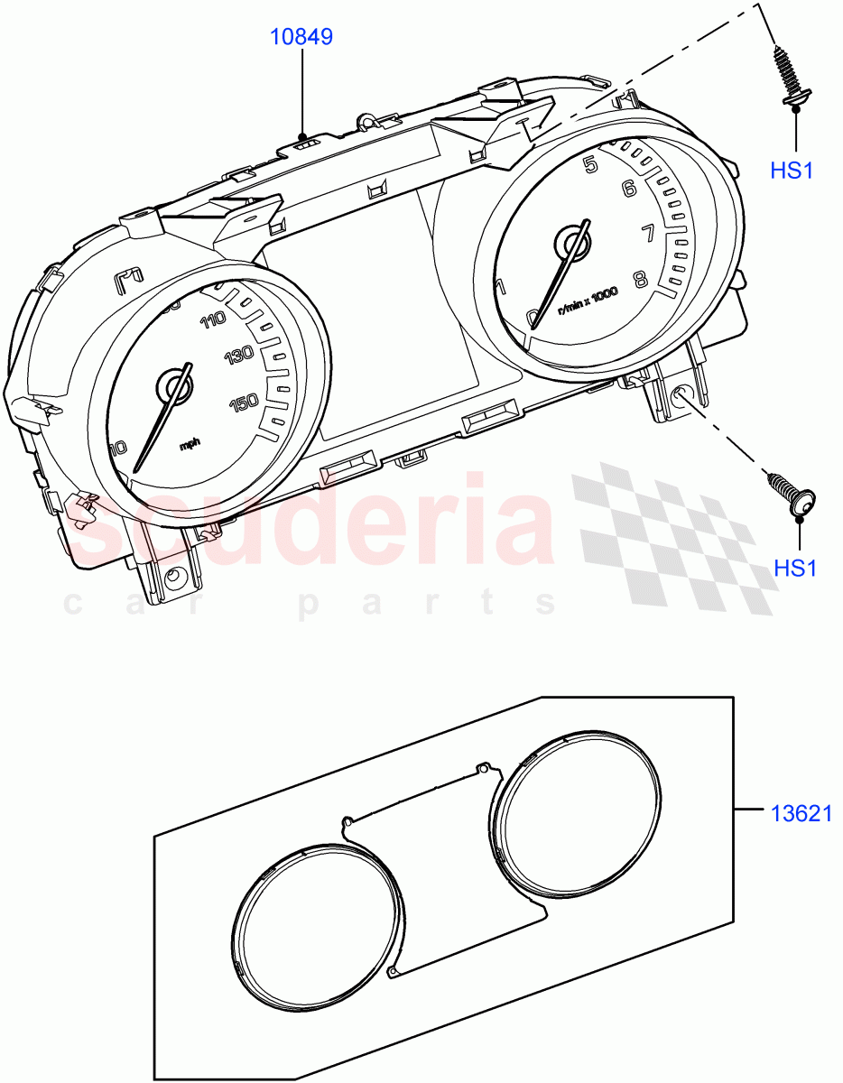 Instrument Cluster(Solihull Plant Build)((V)FROMHA000001,(V)TOHA999999) of Land Rover Land Rover Discovery 5 (2017+) [2.0 Turbo Diesel]