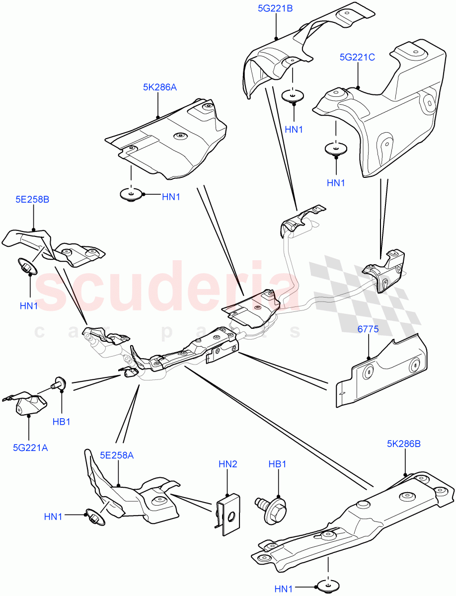 Heat Shields - Exhaust System (3.0L DOHC GDI SC V6 PETROL) ((V) FROMEA000001) of Land Rover Land Rover Discovery 4 (2010-2016) [3.0 DOHC GDI SC V6 Petrol]