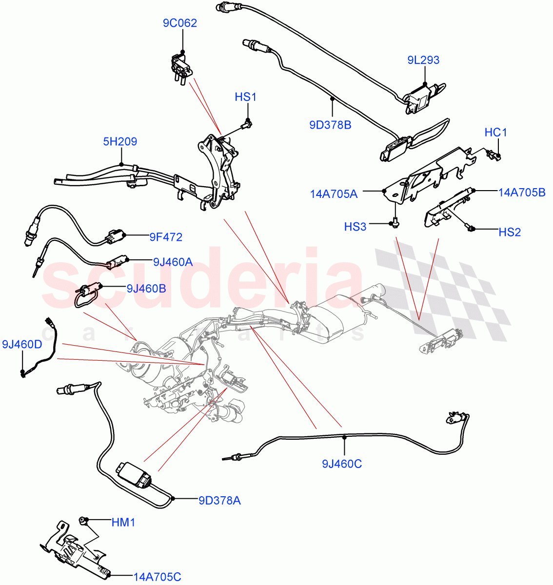 Exhaust Sensors And Modules (4.4L DOHC DITC V8 Diesel, EU6D Diesel + DPF Emissions) ((V) FROMKA000001) of Land Rover Land Rover Range Rover Sport (2014+) [4.4 DOHC Diesel V8 DITC]