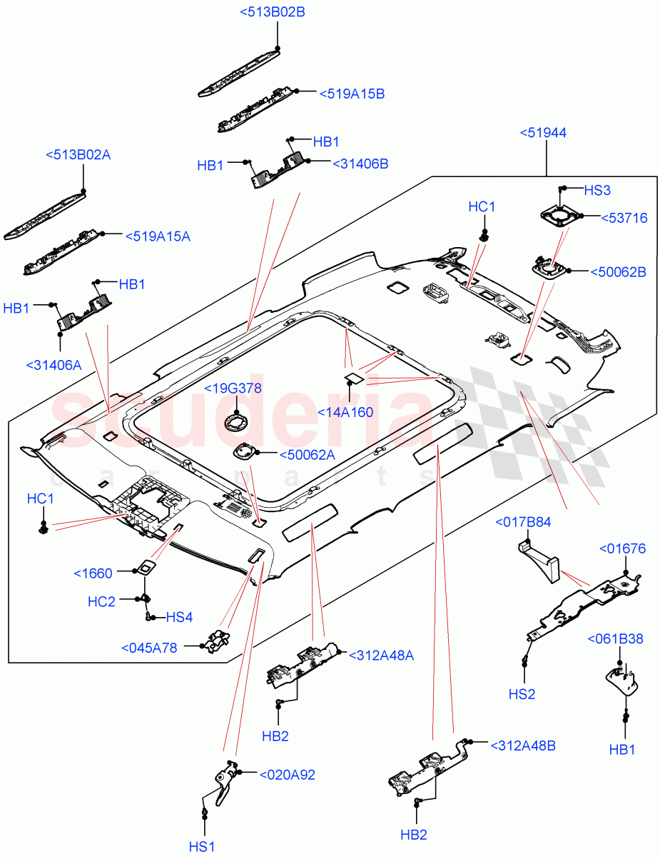 Headlining And Sun Visors(Standard Wheelbase) of Land Rover Land Rover Range Rover (2022+) [3.0 I6 Turbo Diesel AJ20D6]