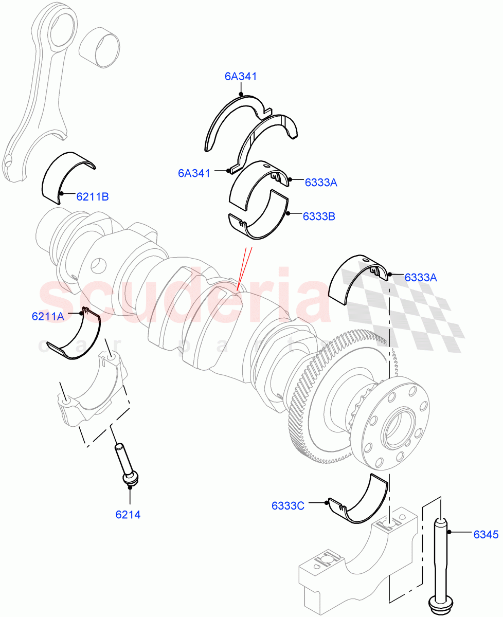 Crankshaft/Pistons And Bearings (2.0L AJ20P4 Petrol E100 PTA, Itatiaia (Brazil)) ((V) FROMLT000001) of Land Rover Land Rover Discovery Sport (2015+) [2.0 Turbo Petrol AJ200P]