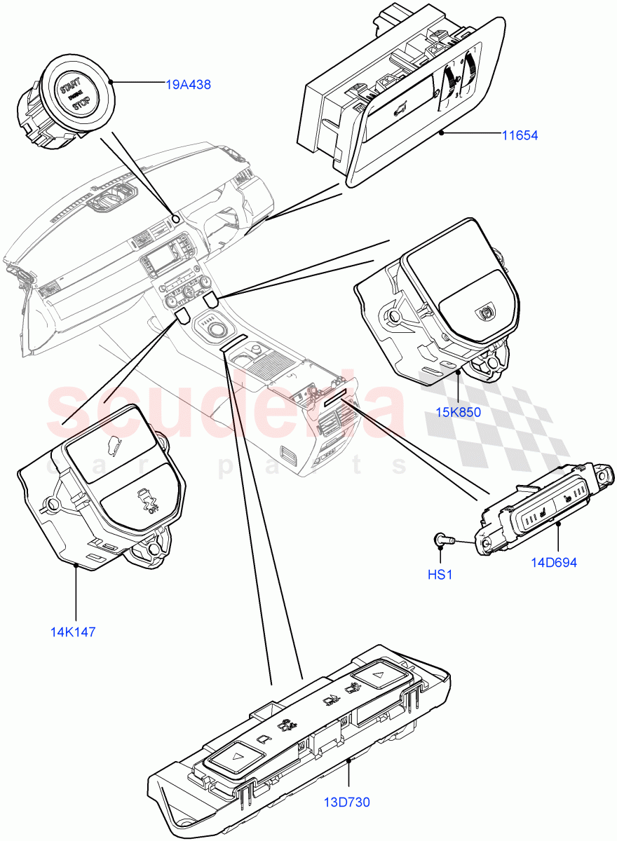 Switches (Facia And Console) (Changsu (China)) ((V) FROMEG000001) of Land Rover Land Rover Range Rover Evoque (2012-2018) [2.0 Turbo Diesel]