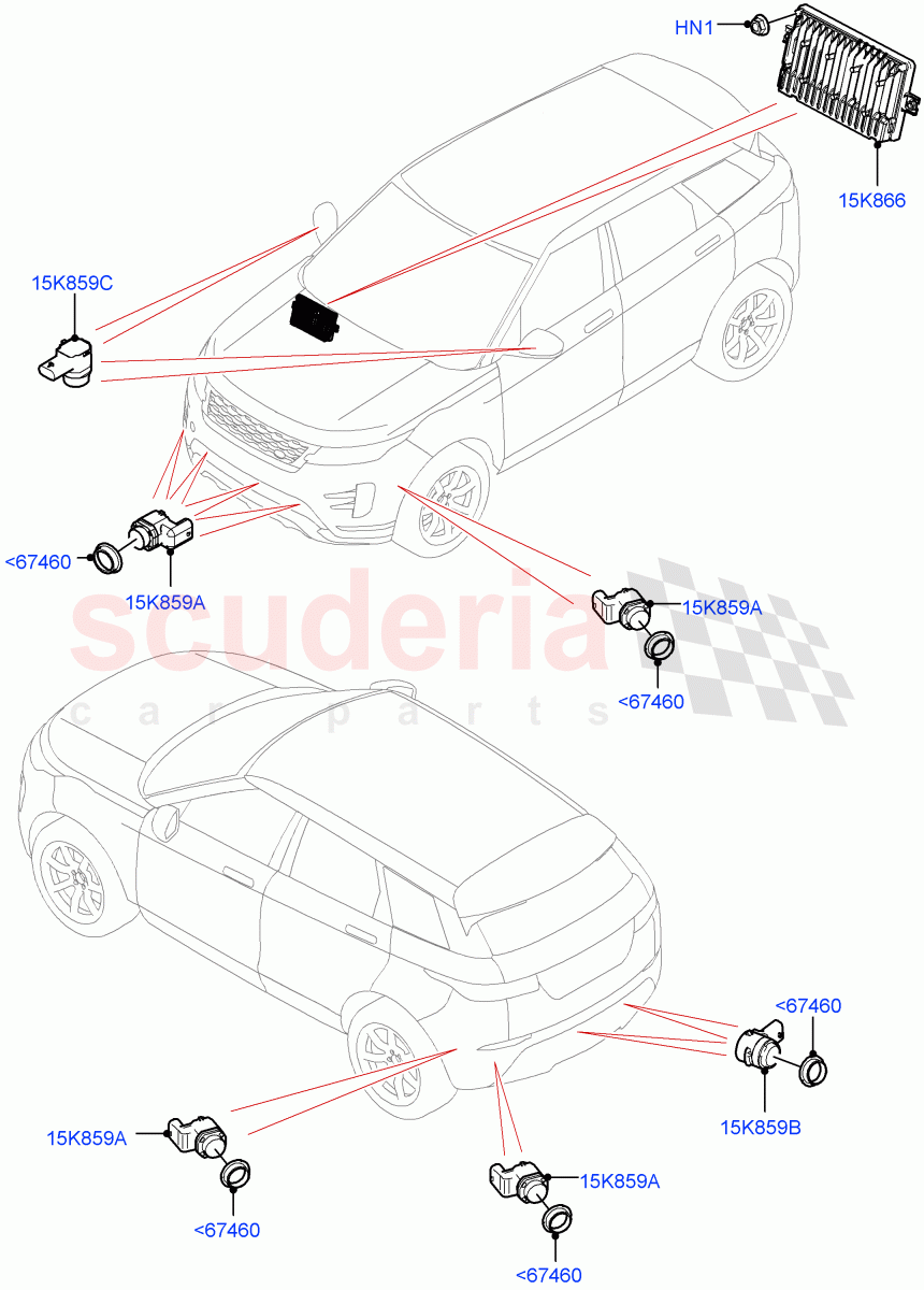 Parking Distance Control (Itatiaia (Brazil)) of Land Rover Land Rover Range Rover Evoque (2019+) [1.5 I3 Turbo Petrol AJ20P3]