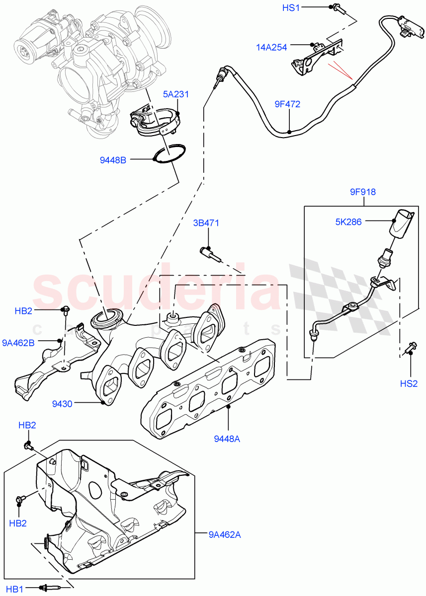 Exhaust Manifold(2.0L AJ21D4 Diesel Mid)((V)FROMMA000001) of Land Rover Land Rover Range Rover Velar (2017+) [2.0 Turbo Diesel AJ21D4]