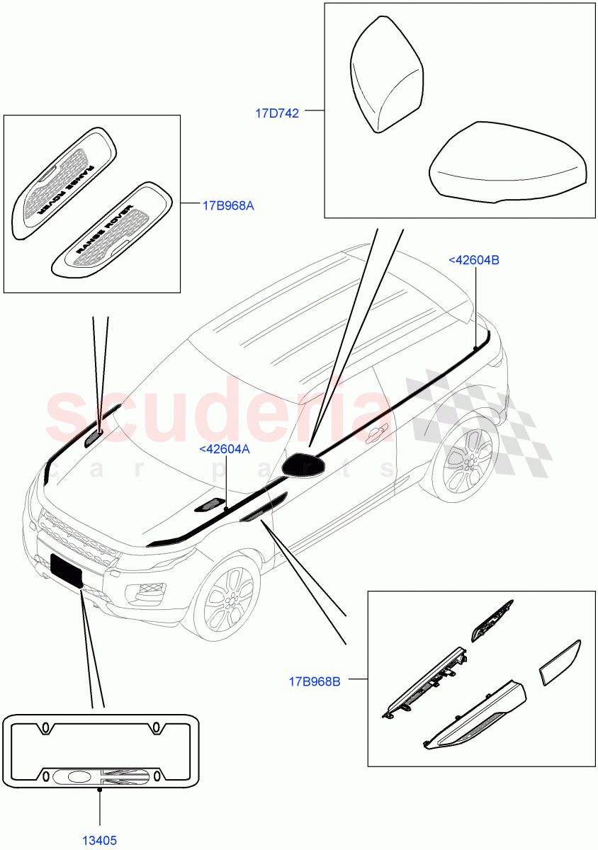 Exterior Body Styling Items(Accessory)(Halewood (UK),Itatiaia (Brazil)) of Land Rover Land Rover Range Rover Evoque (2012-2018) [2.2 Single Turbo Diesel]