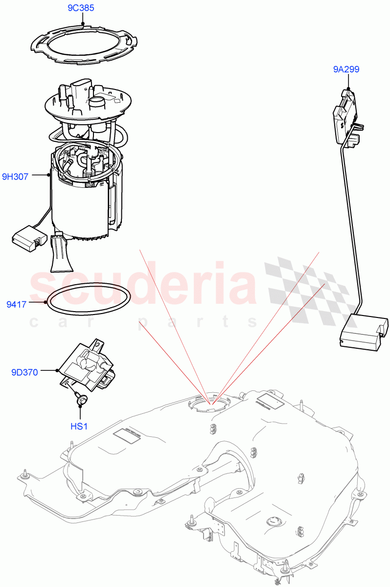 Fuel Pump And Sender Unit (Nitra Plant Build) (2.0L I4 High DOHC AJ200 Petrol) ((V) FROMK2000001) of Land Rover Land Rover Discovery 5 (2017+) [2.0 Turbo Petrol AJ200P]