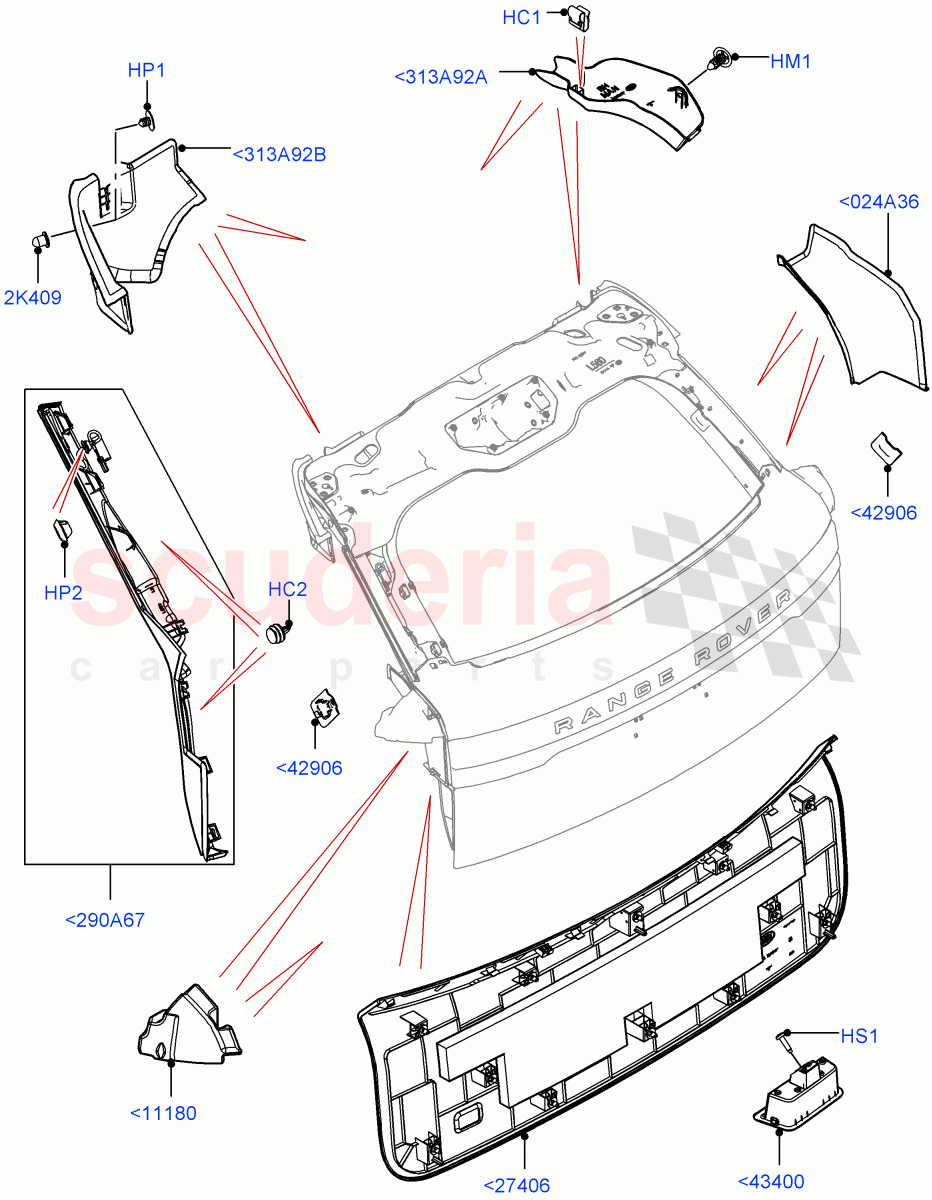 Back Door/Tailgate Trim Panels of Land Rover Land Rover Range Rover Velar (2017+) [2.0 Turbo Diesel]