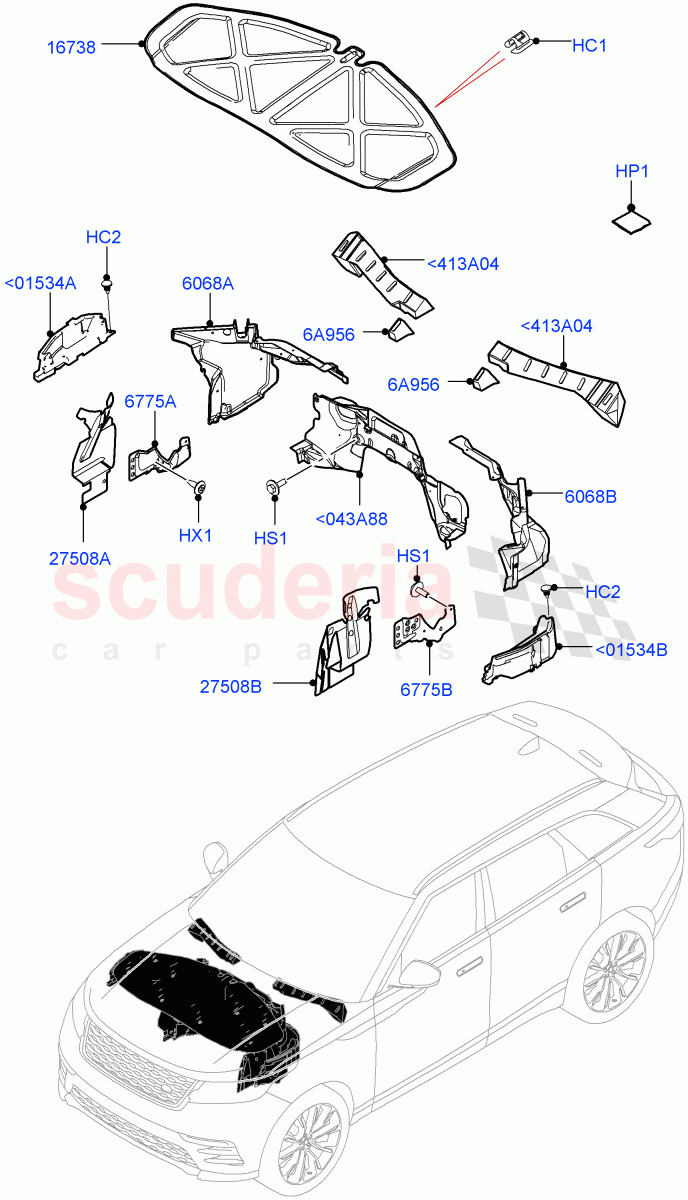 Insulators - Front(Engine Compartment) of Land Rover Land Rover Range Rover Velar (2017+) [5.0 OHC SGDI SC V8 Petrol]