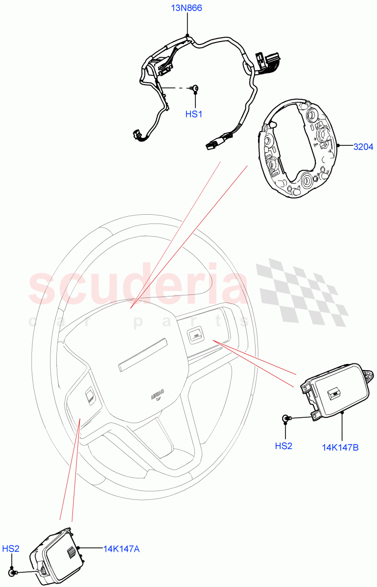 Switches (Steering Wheel) (Halewood (UK)) ((V) FROMMH000001) of Land Rover Land Rover Range Rover Evoque (2019+) [1.5 I3 Turbo Petrol AJ20P3]