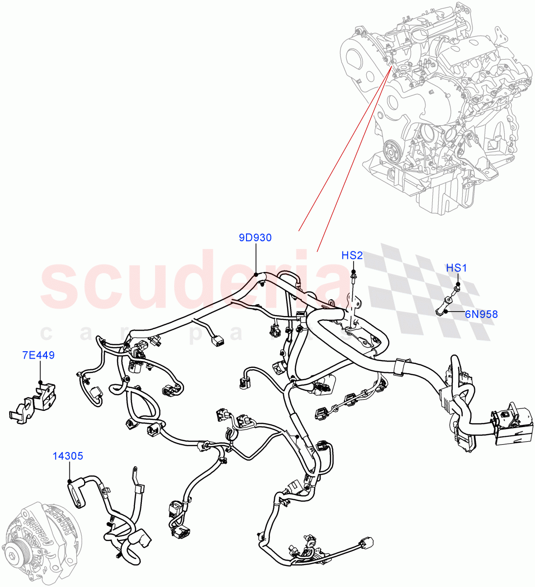 Electrical Wiring - Engine And Dash(3.0 V6 D Low MT ROW)((V)FROMHA000001) of Land Rover Land Rover Range Rover Sport (2014+) [3.0 I6 Turbo Petrol AJ20P6]