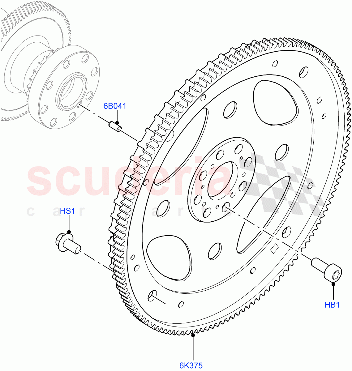 Flywheel(2.0L AJ21D4 Diesel Mid)((V)FROMMA000001) of Land Rover Land Rover Range Rover Velar (2017+) [2.0 Turbo Diesel AJ21D4]