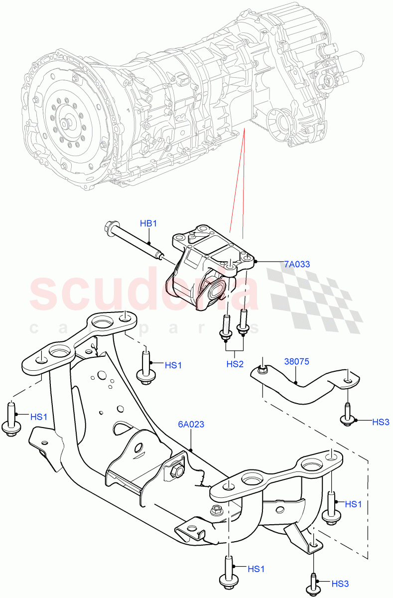 Transmission Mounting (2.0L I4 High DOHC AJ200 Petrol) ((V) FROMJA000001) of Land Rover Land Rover Range Rover Sport (2014+) [5.0 OHC SGDI SC V8 Petrol]