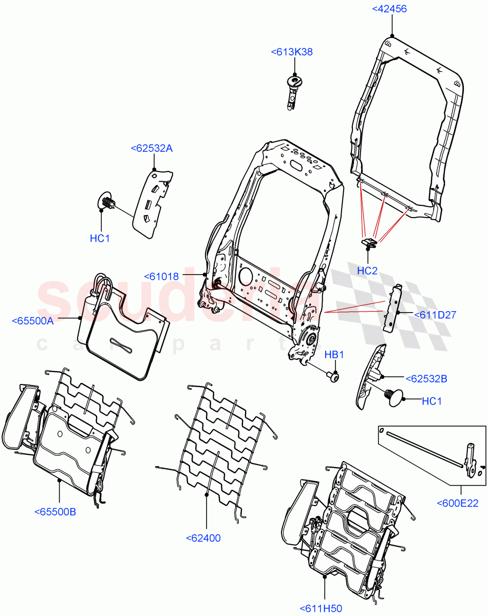 Front Seat Back (Solihull Plant Build) ((V) FROMHA000001) of Land Rover Land Rover Discovery 5 (2017+) [3.0 I6 Turbo Diesel AJ20D6]