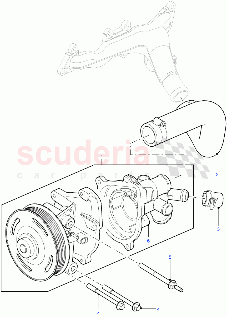 Water Pump(2.2L 16V TC I4 DSL 122PS PUMA)((V)FROMCA000001) of Land Rover Land Rover Defender (2007-2016)