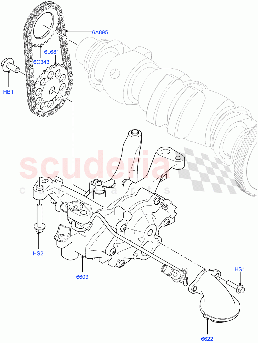 Oil Pump (2.0L I4 High DOHC AJ200 Petrol, Changsu (China), 2.0L I4 Mid DOHC AJ200 Petrol) of Land Rover Land Rover Discovery Sport (2015+) [2.0 Turbo Petrol AJ200P]