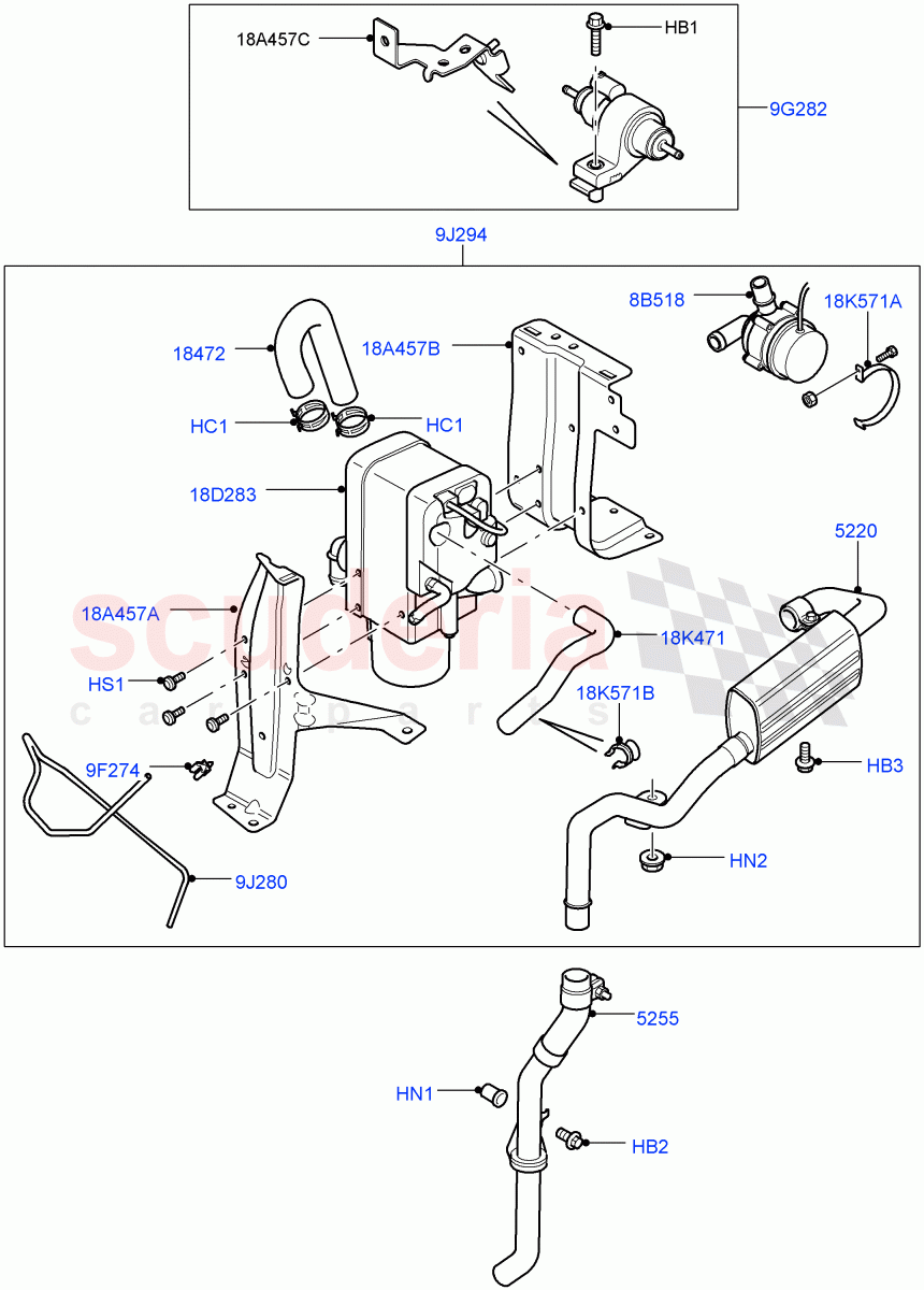 Auxiliary Fuel Fired Pre-Heater (Page B) (With Fuel Fired Heater) ((V) FROMAA000001) of Land Rover Land Rover Range Rover Sport (2010-2013) [5.0 OHC SGDI NA V8 Petrol]