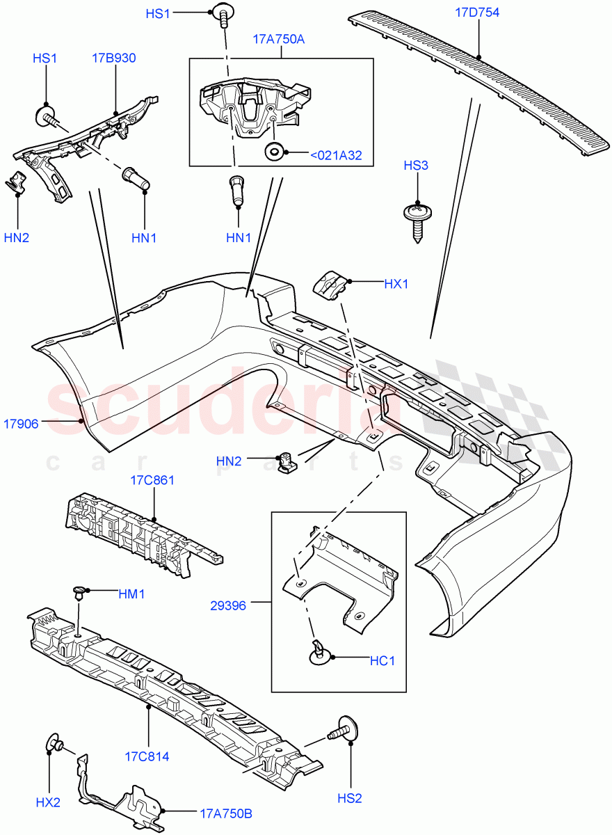 Rear Bumper ((V) TO9A999999) of Land Rover Land Rover Range Rover Sport (2005-2009) [4.2 Petrol V8 Supercharged]