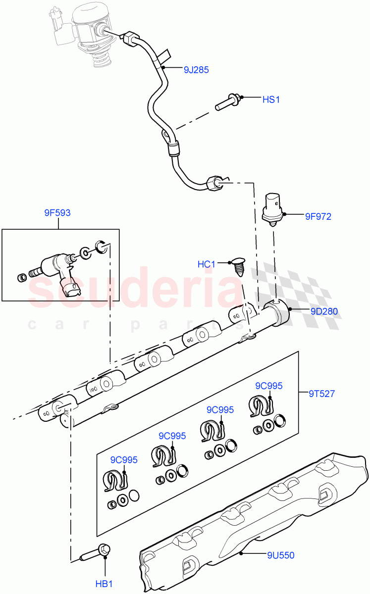 Fuel Injectors And Pipes(2.0L 16V TIVCT T/C 240PS Petrol) of Land Rover Land Rover Range Rover Sport (2014+) [2.0 Turbo Petrol GTDI]