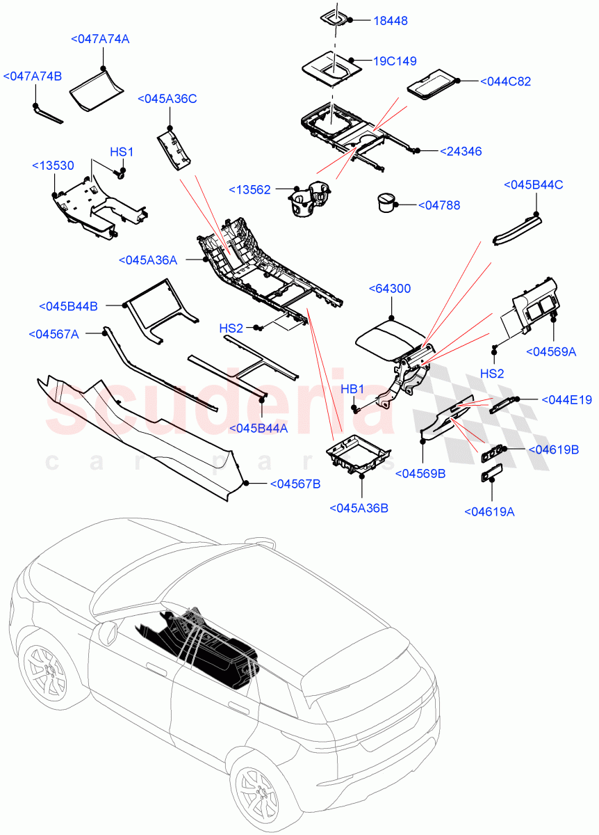 Console - Floor (External Components) (Changsu (China)) ((V) TOMG575834) of Land Rover Land Rover Range Rover Evoque (2019+) [2.0 Turbo Diesel AJ21D4]