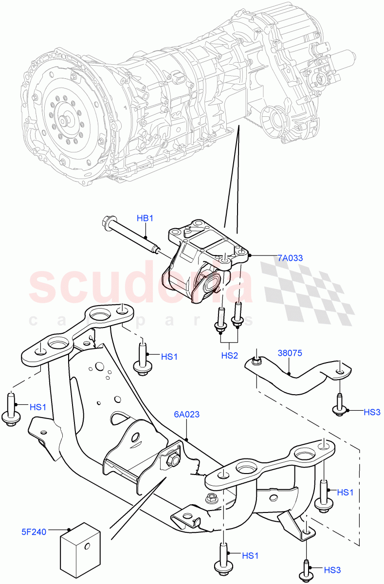 Transmission Mounting (3.0L DOHC GDI SC V6 PETROL) of Land Rover Land Rover Range Rover Sport (2014+) [3.0 I6 Turbo Petrol AJ20P6]