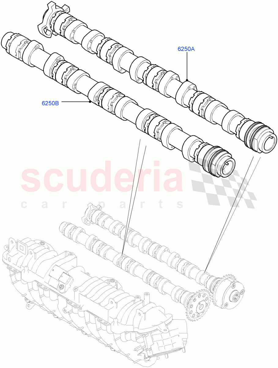 Camshaft (2.0L I4 DSL MID DOHC AJ200, Halewood (UK), 2.0L I4 DSL HIGH DOHC AJ200) of Land Rover Land Rover Range Rover Evoque (2012-2018) [2.0 Turbo Diesel]