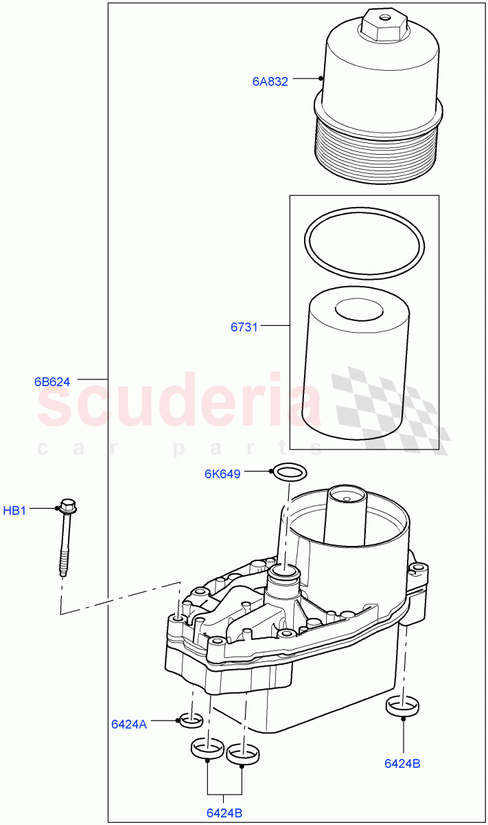 Oil Cooler And Filter(Solihull Plant Build)(3.0 V6 Diesel)((V)FROMAA000001) of Land Rover Land Rover Range Rover Velar (2017+) [3.0 Diesel 24V DOHC TC]