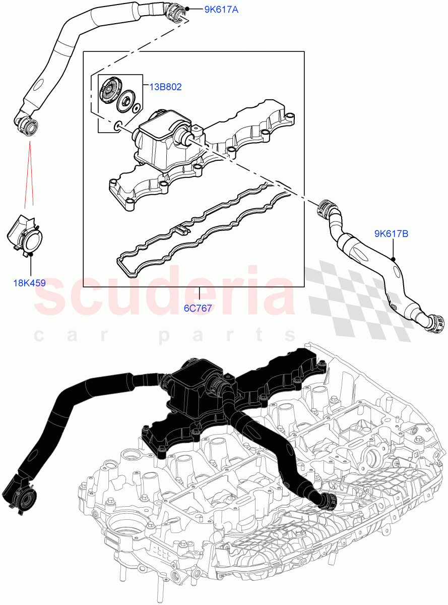 Emission Control - Crankcase(3.0L AJ20P6 Petrol High)((V)FROMKA000001) of Land Rover Land Rover Range Rover Sport (2014+) [3.0 I6 Turbo Petrol AJ20P6]