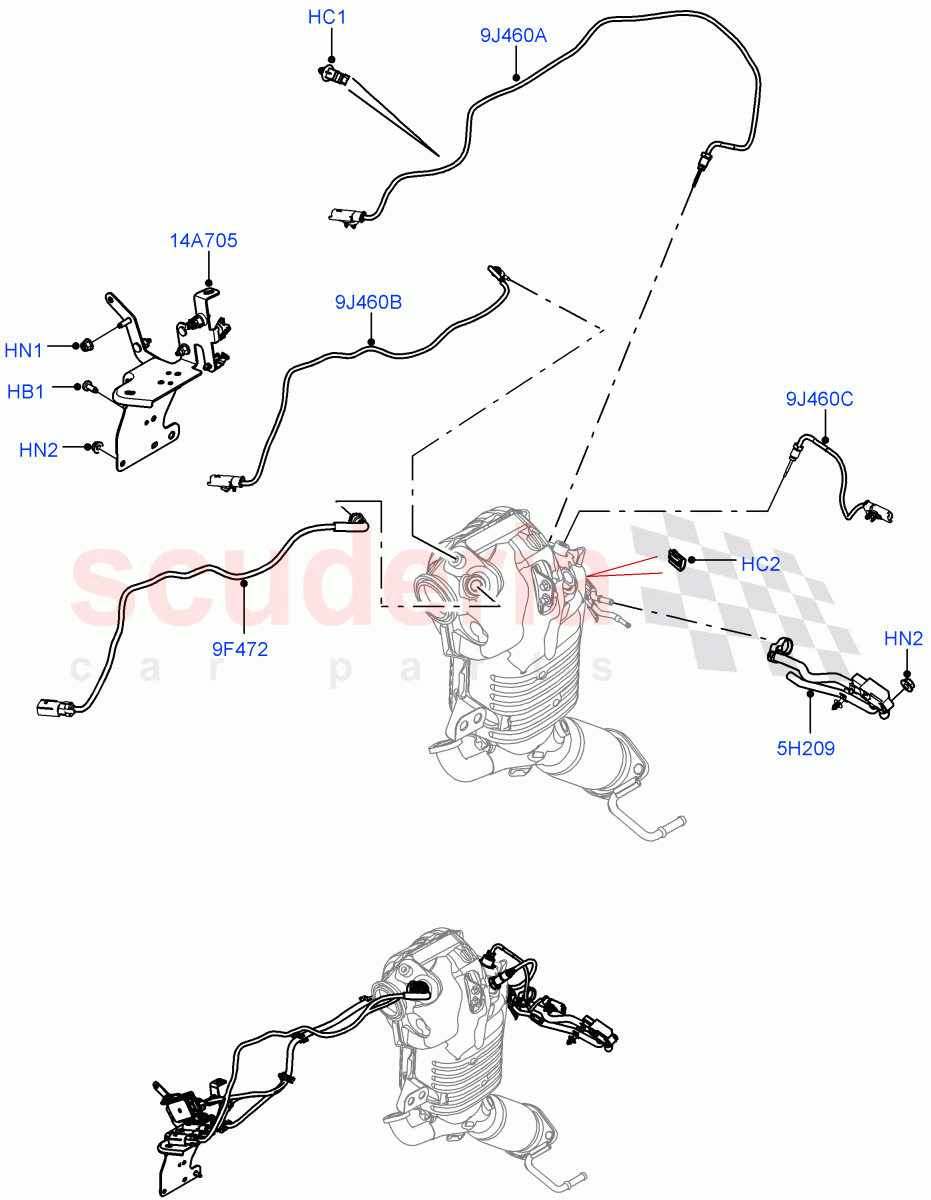Exhaust Sensors And Modules (2.0L AJ21D4 Diesel Mid, Stage V Plus DPF) ((V) FROMMA000001) of Land Rover Land Rover Range Rover Velar (2017+) [2.0 Turbo Diesel AJ21D4]