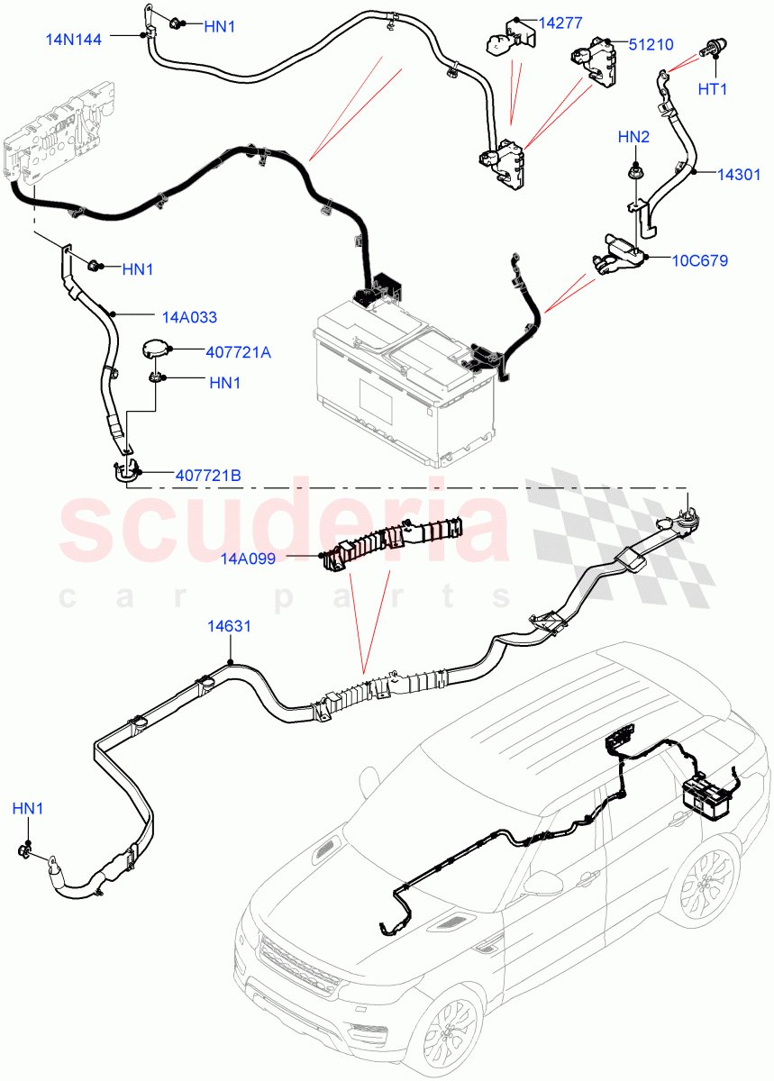 Battery Cables And Horn(Battery Cables)((V)FROMJA000001) of Land Rover Land Rover Range Rover Sport (2014+) [2.0 Turbo Petrol AJ200P]