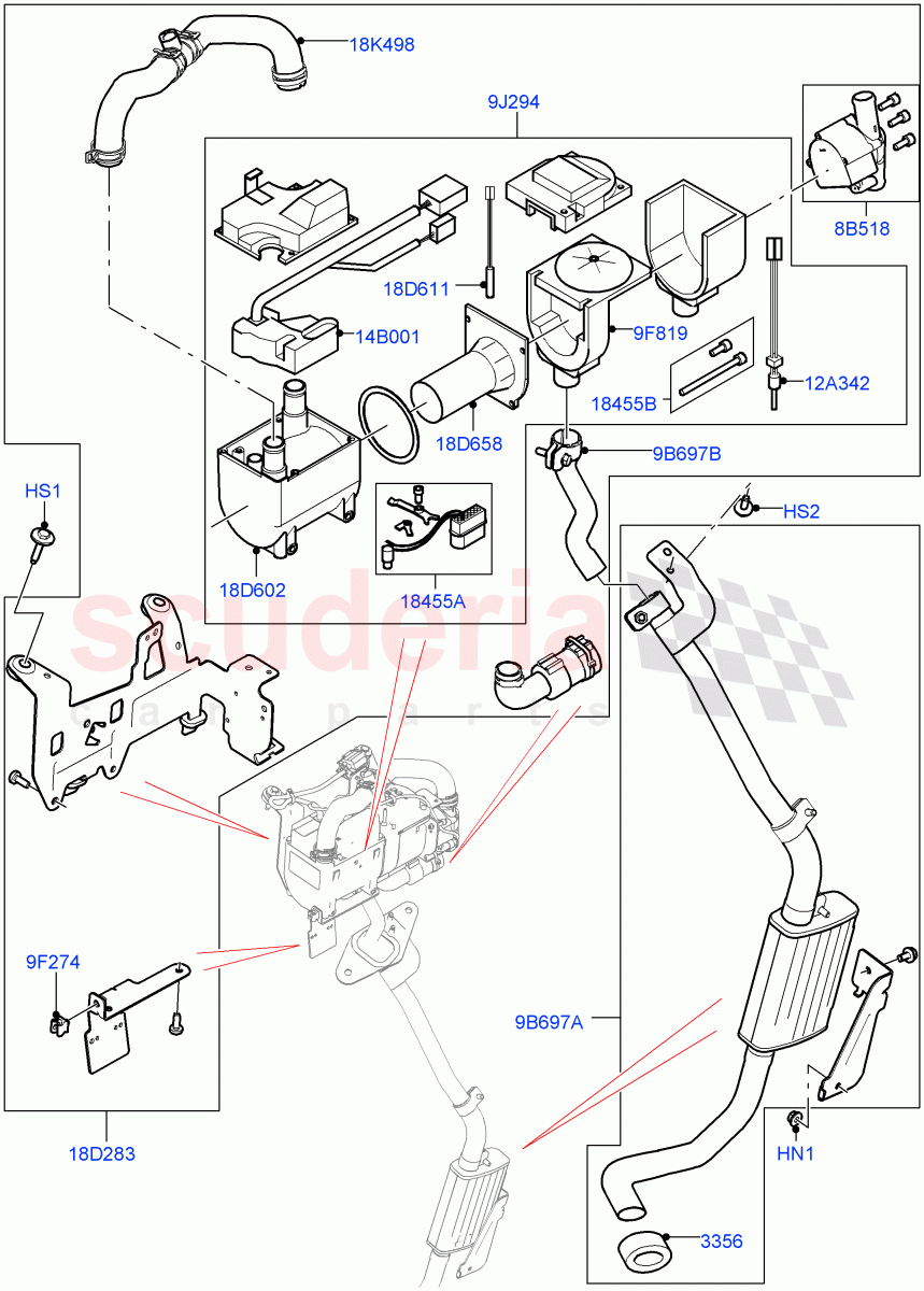 Auxiliary Fuel Fired Pre-Heater (Heater Components) (3.0L DOHC GDI SC V6 PETROL, With Fresh Air Heater) ((V) TOHA999999) of Land Rover Land Rover Range Rover Sport (2014+) [5.0 OHC SGDI SC V8 Petrol]