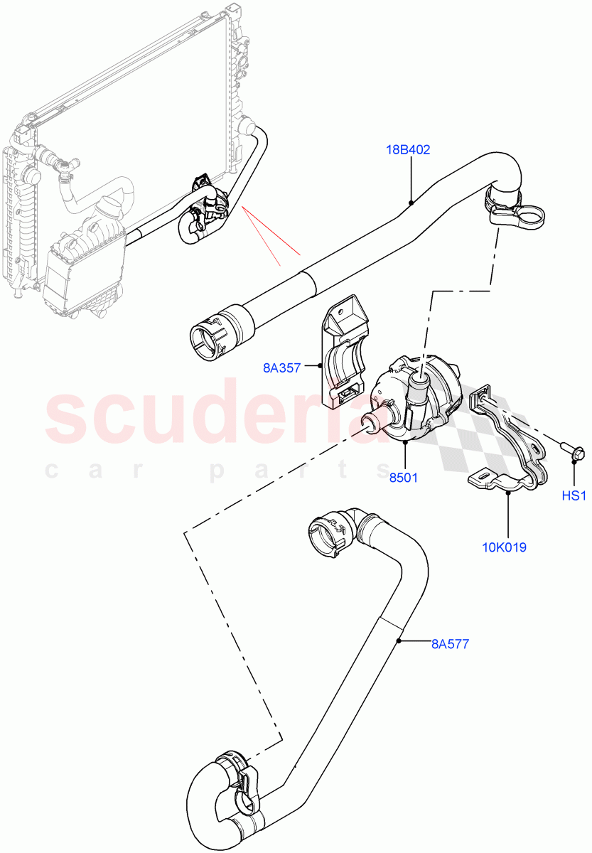 Water Pump (Auxiliary Unit) (2.0L AJ20P4 Petrol Mid PTA, Halewood (UK), Extra High Engine Cooling, 2.0L AJ20P4 Petrol E100 PTA) of Land Rover Land Rover Discovery Sport (2015+) [2.0 Turbo Petrol AJ200P]
