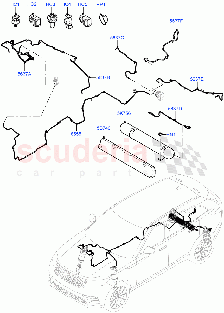 Air Suspension Compressor And Lines(With Four Corner Air Suspension)((V)FROMMA000001) of Land Rover Land Rover Range Rover Velar (2017+) [2.0 Turbo Diesel AJ21D4]