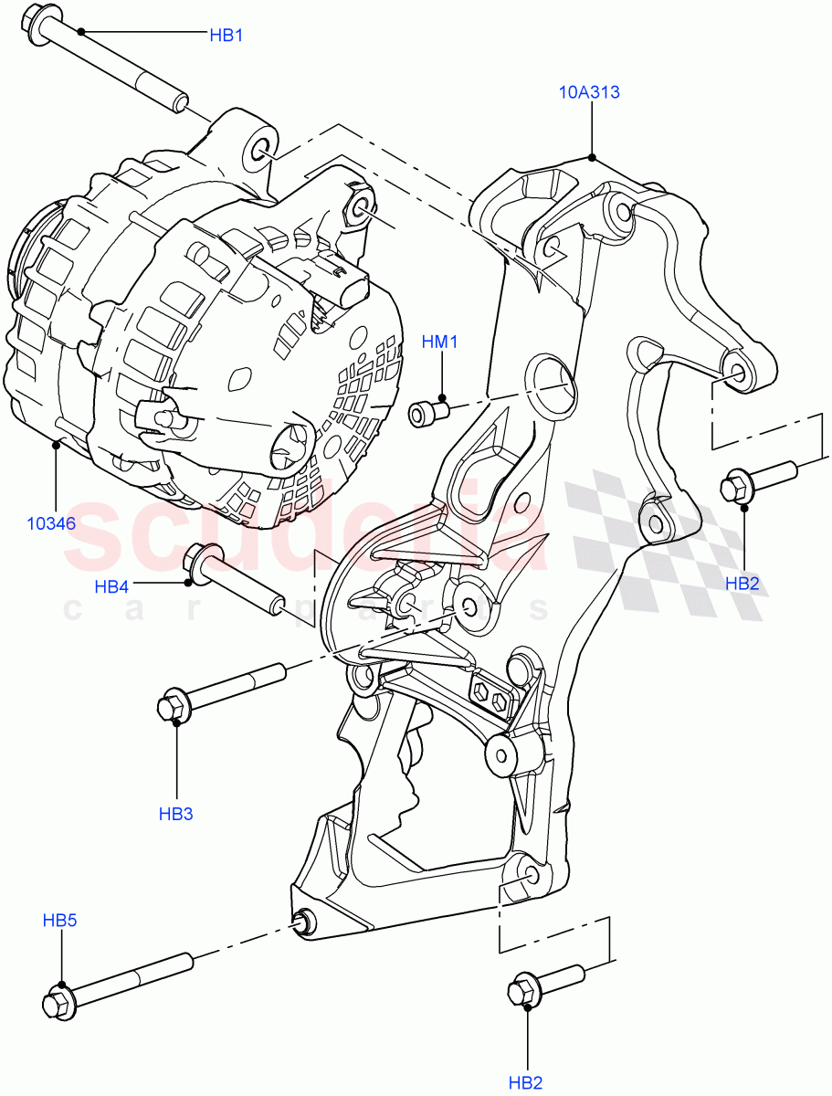 Alternator And Mountings(2.2L CR DI 16V Diesel,Halewood (UK))((V)FROMEH000001) of Land Rover Land Rover Range Rover Evoque (2012-2018) [2.0 Turbo Petrol GTDI]