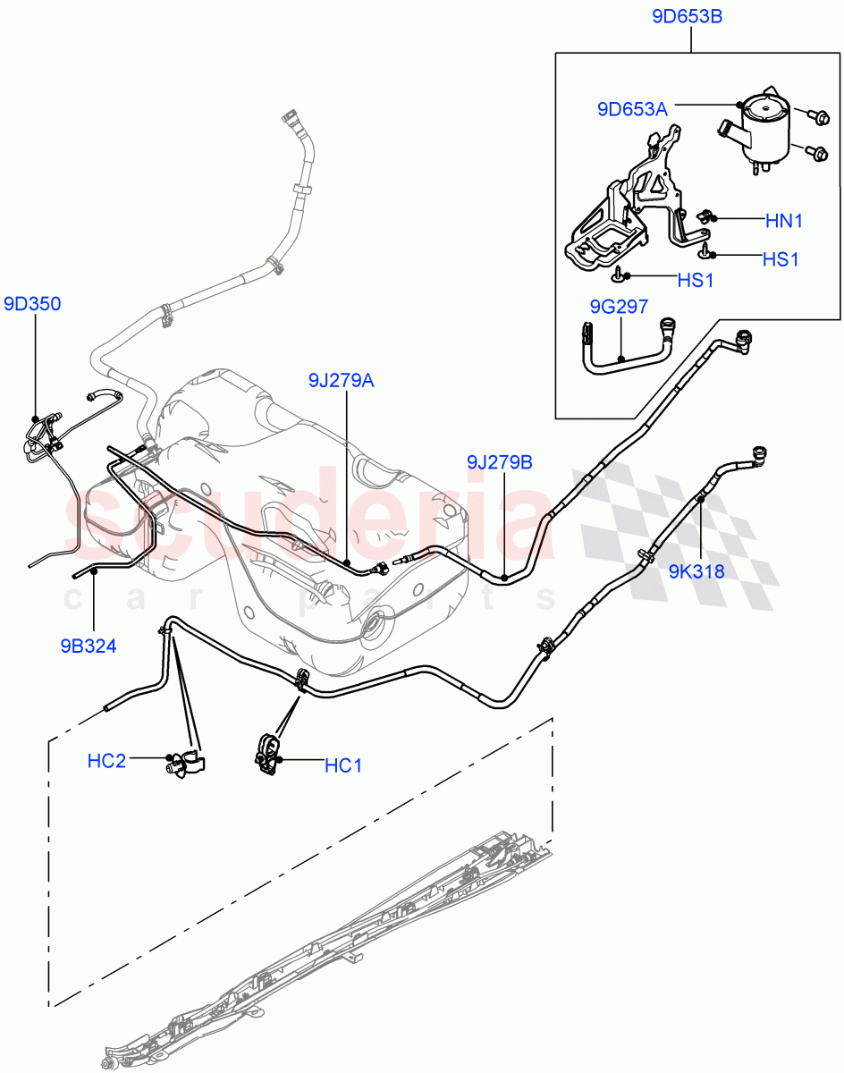 Fuel Lines (Rear) (2.0L 16V TIVCT T/C 240PS Petrol, Changsu (China)) ((V) FROMEG000001) of Land Rover Land Rover Range Rover Evoque (2012-2018) [2.0 Turbo Petrol GTDI]